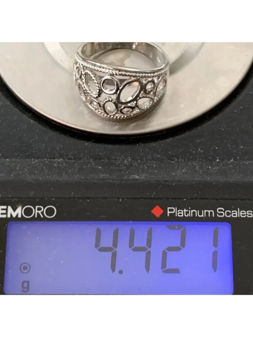 Pierced Sterling Silver 925 Circle Dome Ring 13.5MM Width Ring Size 8